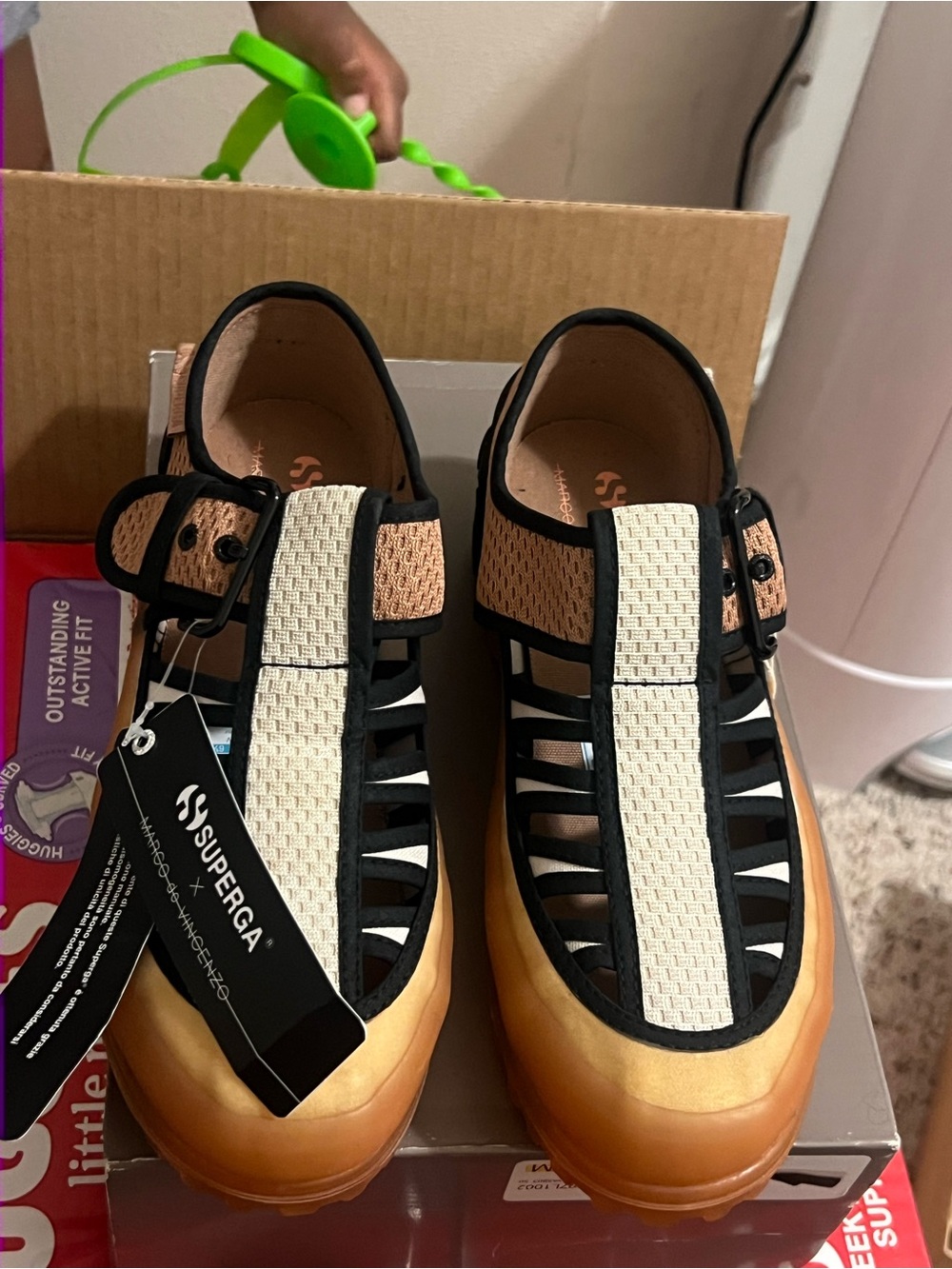 Superga Black & Cream Fisherman-Style Platform Sandals